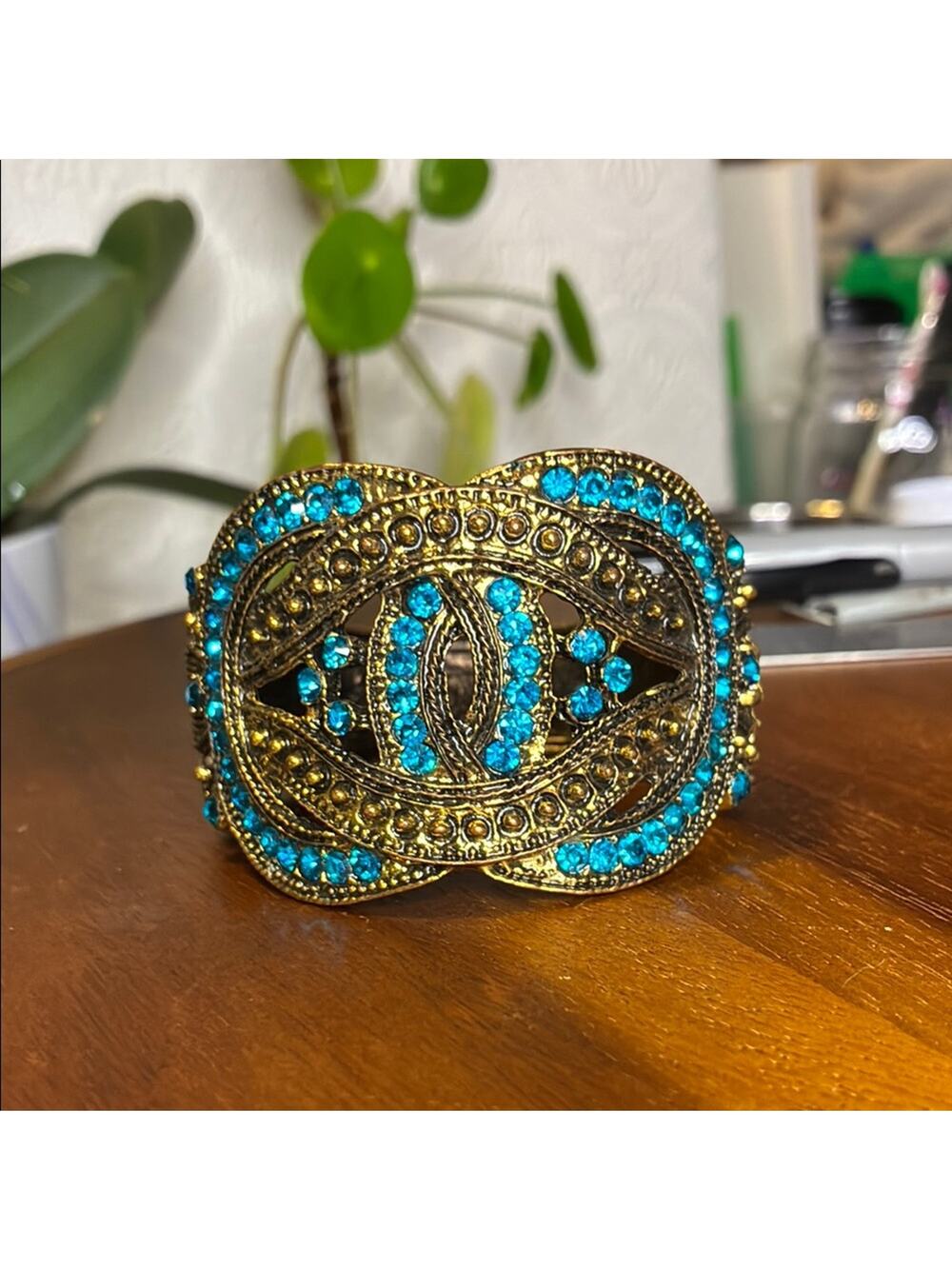 Elegant Gold and Blue Bracelet
